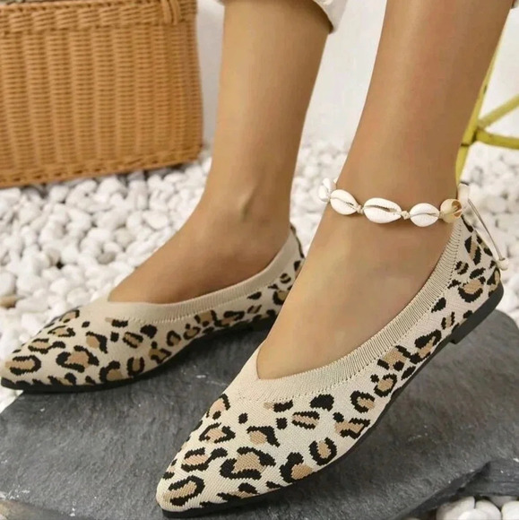 Women Leopard Pattern Point Toe Ballet Flats, Fashion Outdoor Flats - Picture 6 of 7
